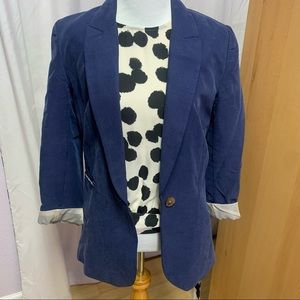 Navy H&M Blazer with Vertical Stripe Lining